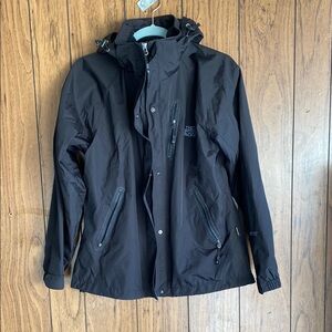 The North Face Black Raincoat with Hood and Weather-Resistant Fabric